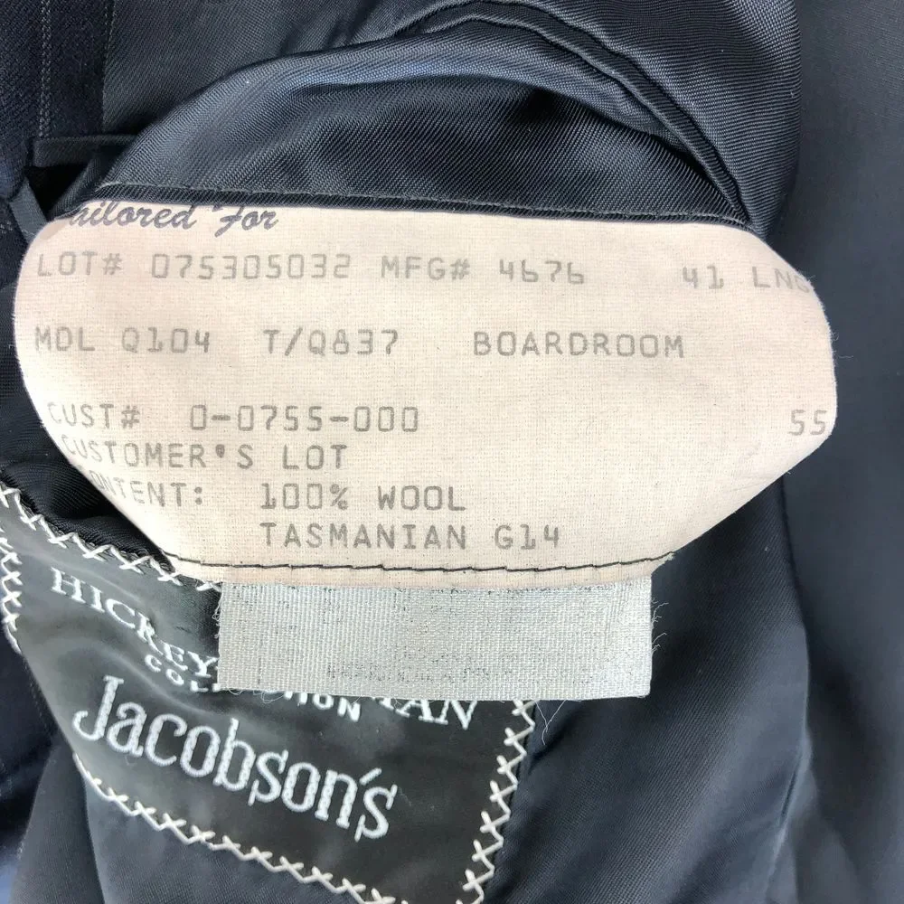 Hickey Freeman Blazer‎ Loro Piana Tasmanian 120s Wool Navy Pinstripe Jacket 41L